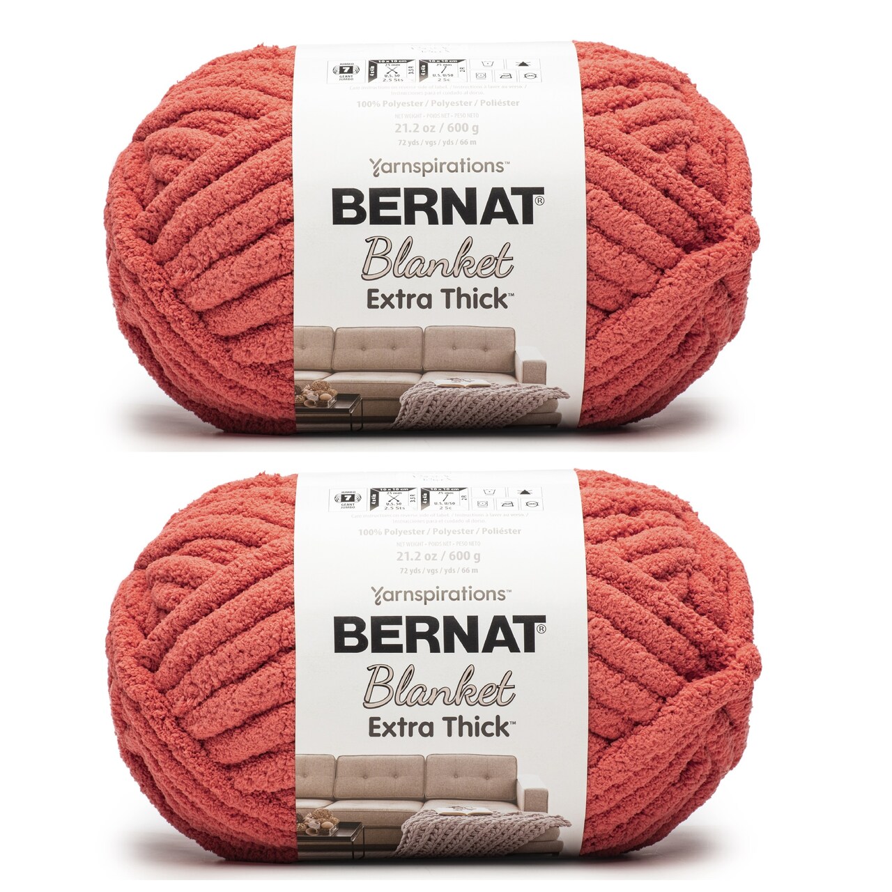 Multipack of 2 - Bernat Blanket Extra Thick 600g-Brick Red